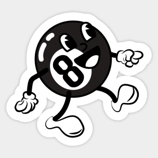 Billiard Ball Cartoon 8Ball Sticker